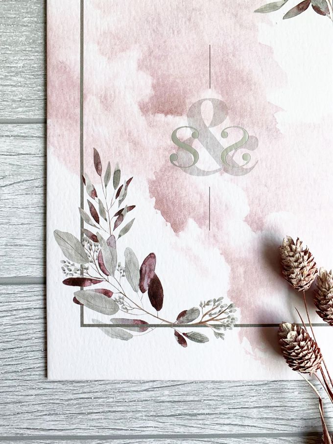 Modern Dusty Pink Botanical by Trouvaille Invitation - 008 Modern Dusty Pink Botanical by Trouvaille Invitation - 008