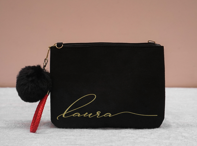 Personalized Velvet Pouch Clutch by Kelsye Studio - 001 Personalized Velvet Pouch Clutch by Kelsye Studio - 001