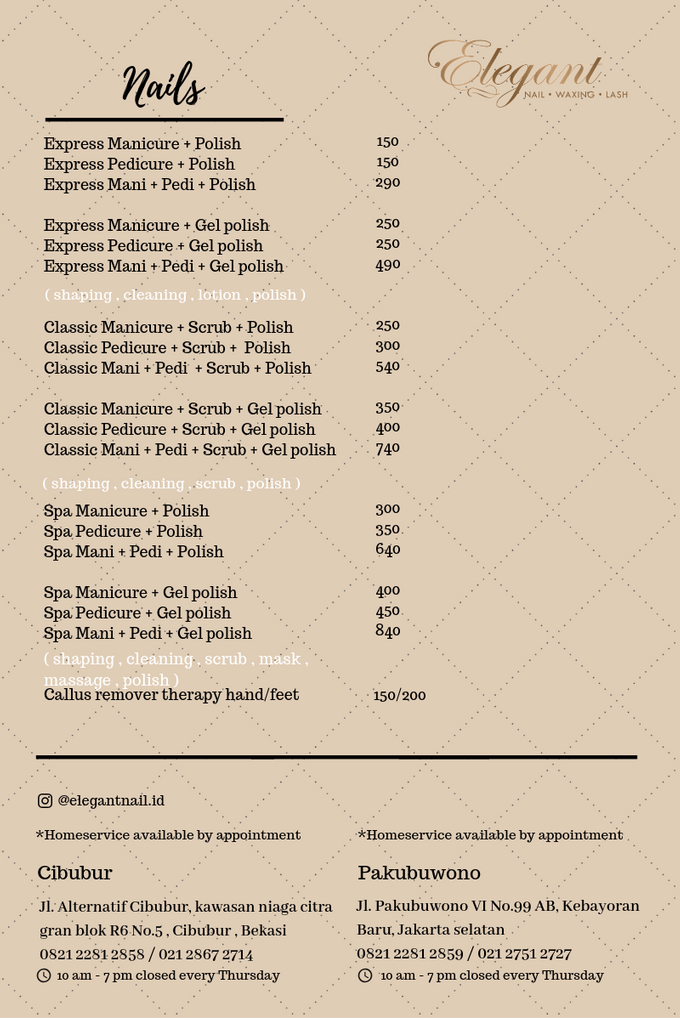 Ala carte price list by Elegant Nail Indonesia - 003 Ala carte price list by Elegant Nail Indonesia - 003