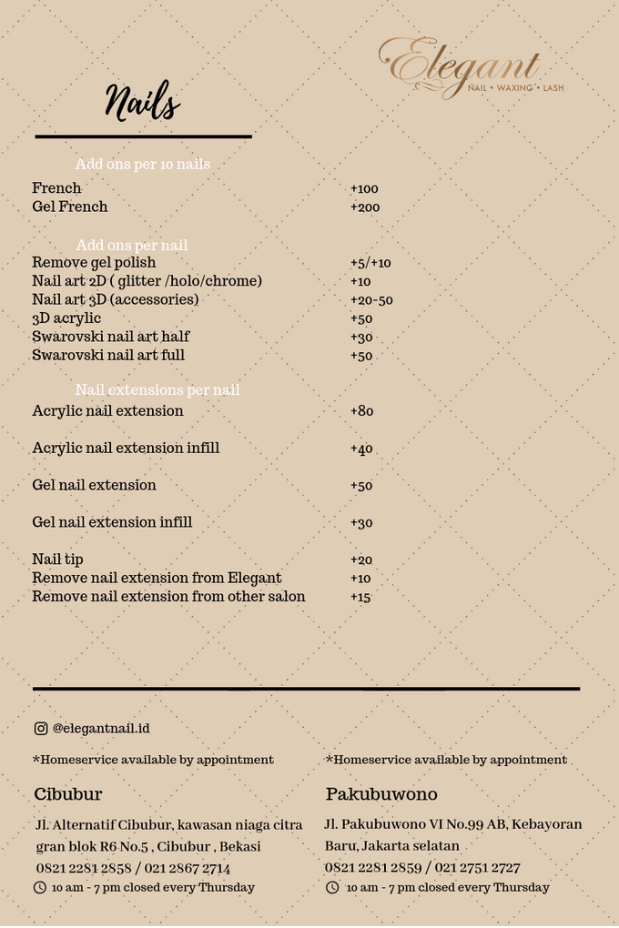 Ala carte price list by Elegant Nail Indonesia - 002 Ala carte price list by Elegant Nail Indonesia - 002