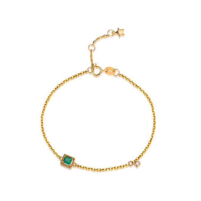 Tiaria Emerald Design 1 Gold Bracelet Perhiasan Gelang Emas dan Batu Zamrud by TIARIA - 001