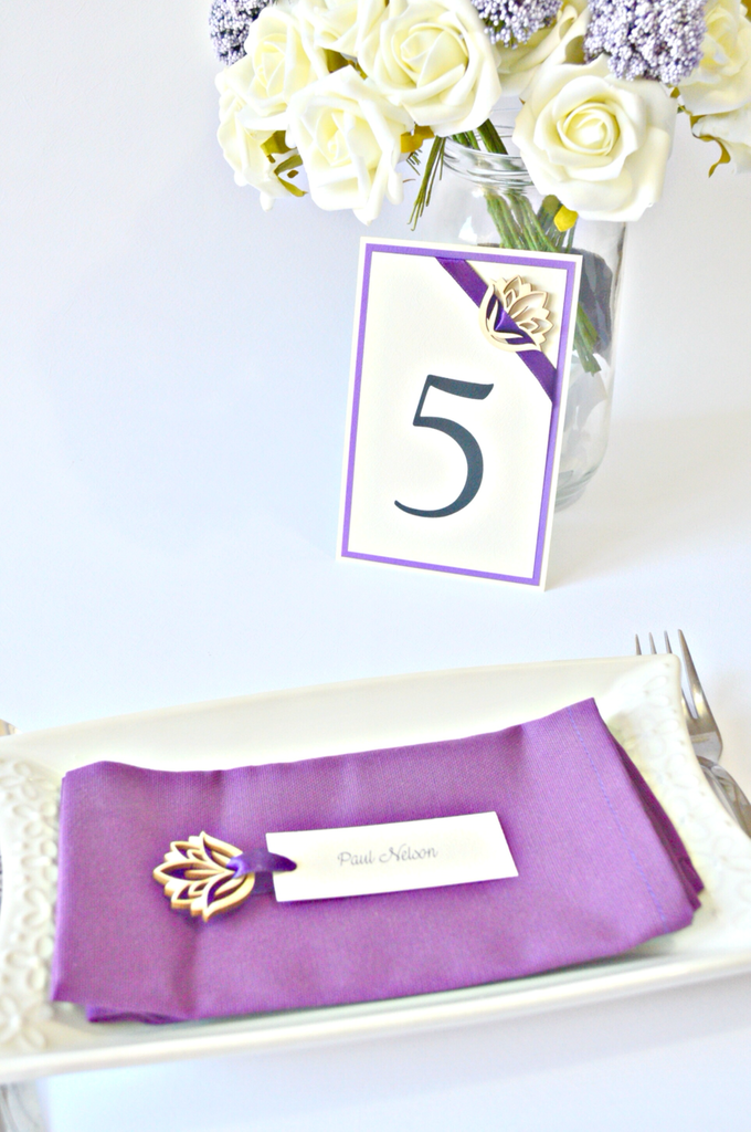 Purple place cards and table numbers by Jasmine wedding prints - 004