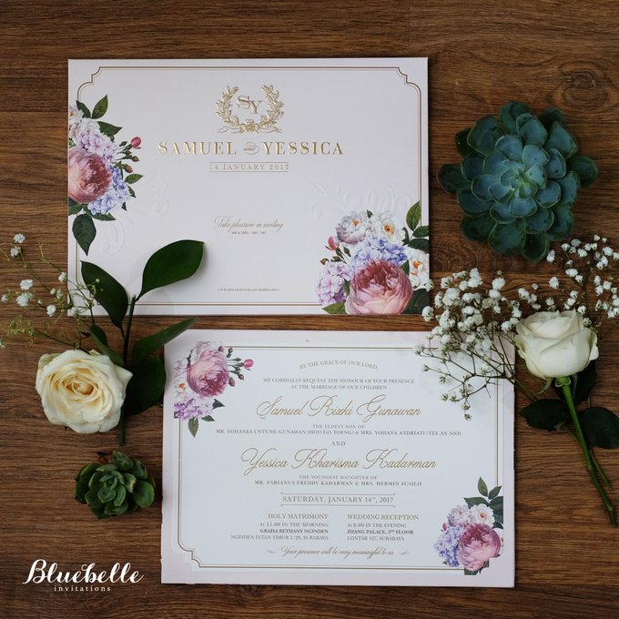 Samuel & Yessica - pink floral wedding invitation by Bluebelle Invitations - 007