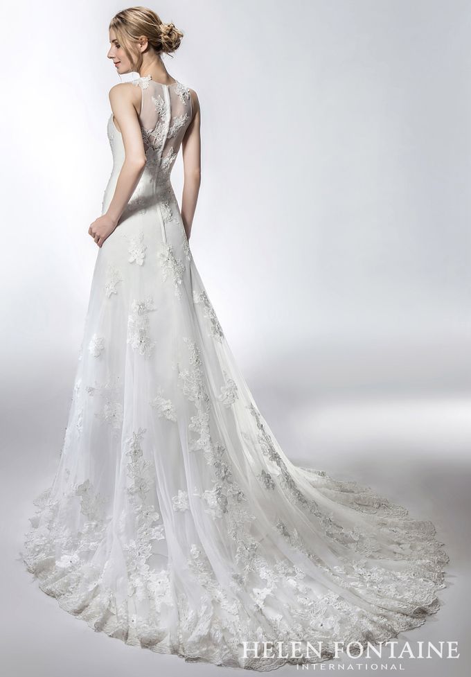 SPRING 2018 - SHEER NECKLINE FIT AND FLARE BRIDAL GOWNS WITH LACE by Emeste Wedding Online Shop - 003 SPRING 2018 - SHEER NECKLINE FIT AND FLARE BRIDAL GOWNS WITH LACE by Emeste Wedding Online Shop - 003