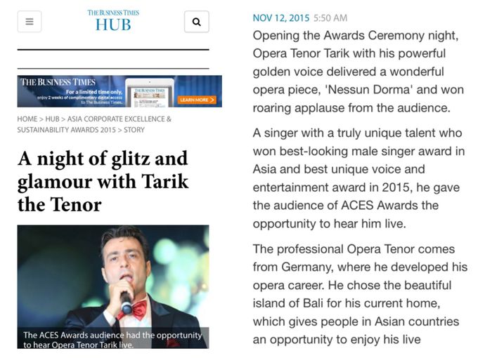 On Business Times Magazine Singapor by Tarik The Tenor ( The Luxury Entertainment ) - 001 On Business Times Magazine Singapor by Tarik The Tenor ( The Luxury Entertainment ) - 001