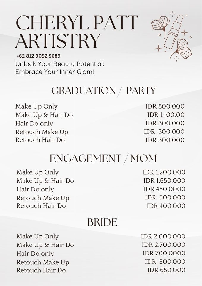 PRICELIST by Cheryl Patt Artistry - 001