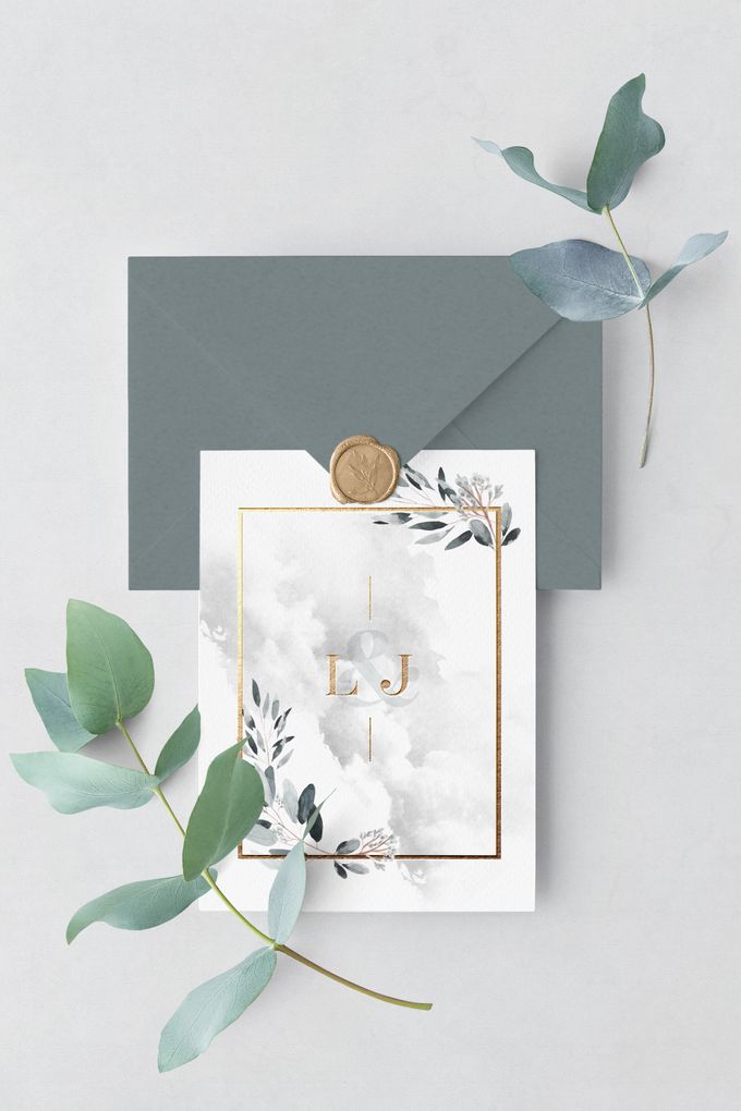 Silver Botanical by Trouvaille Invitation - 003 Silver Botanical by Trouvaille Invitation - 003