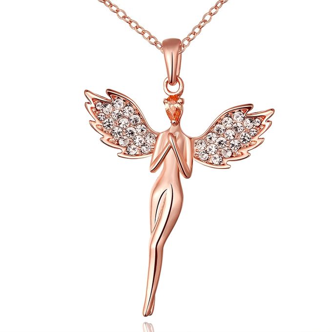 Rose Gold Angel in Wings Necklace 