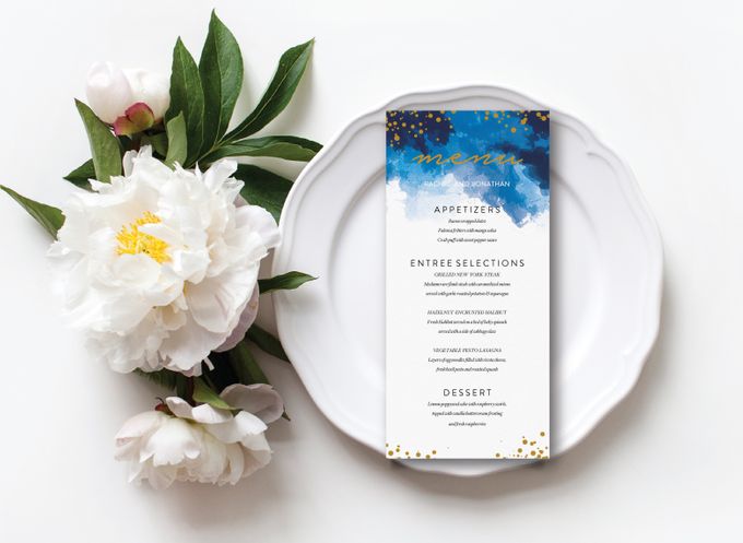Blue Sparkles Watercolor by Trouvaille Invitation - 003 Blue Sparkles Watercolor by Trouvaille Invitation - 003