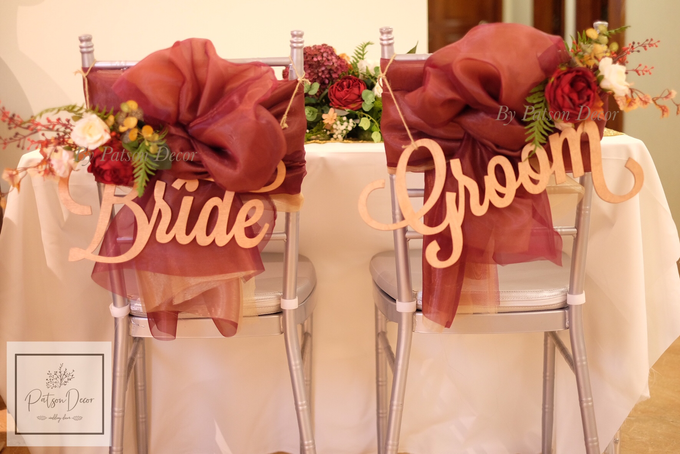 Red theme solemnisation table and chairs styling by Patson Decor - 002