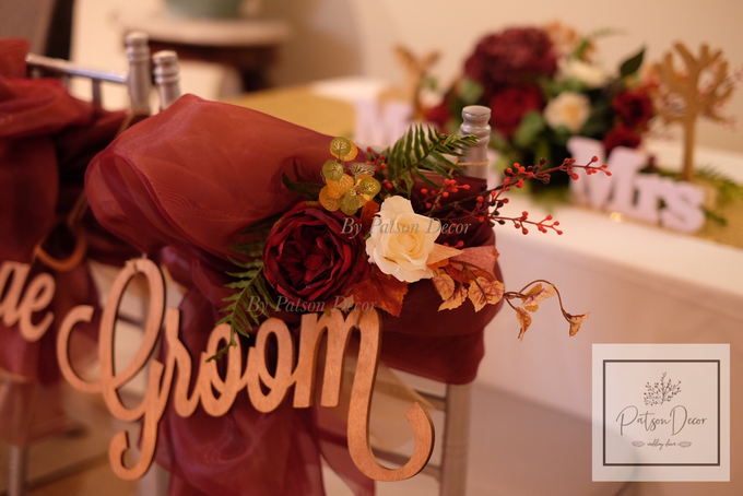 Red theme solemnisation table and chairs styling by Patson Decor - 004