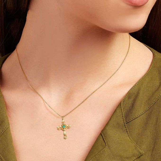Tiaria 18K Armonia Emerald Cross 