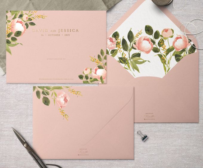 Peach Peony by Trouvaille Invitation - 002 Peach Peony by Trouvaille Invitation - 002