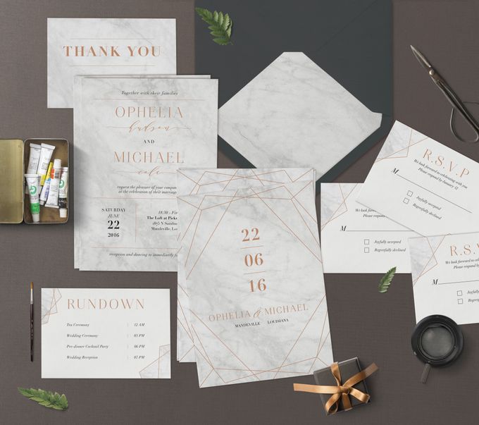Geometric Gold Marble by Trouvaille Invitation - 001 Geometric Gold Marble by Trouvaille Invitation - 001