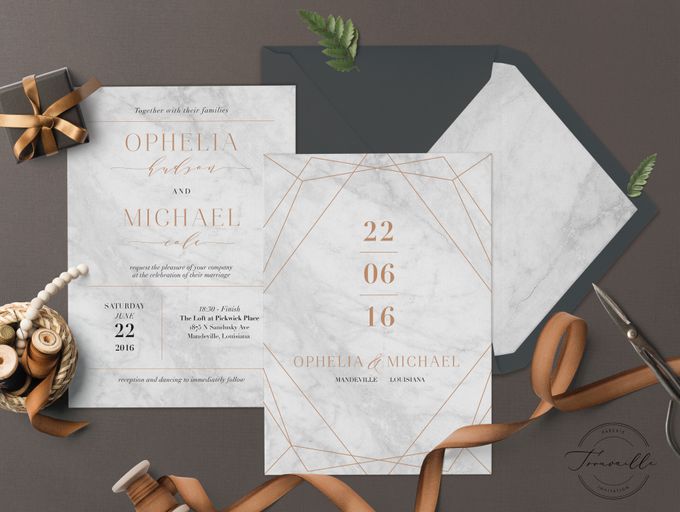Geometric Gold Marble by Trouvaille Invitation - 003 Geometric Gold Marble by Trouvaille Invitation - 003