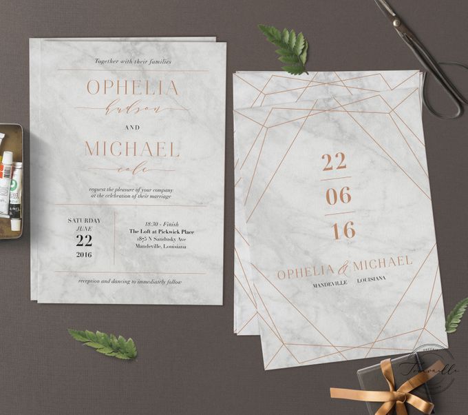 Geometric Gold Marble by Trouvaille Invitation - 002 Geometric Gold Marble by Trouvaille Invitation - 002