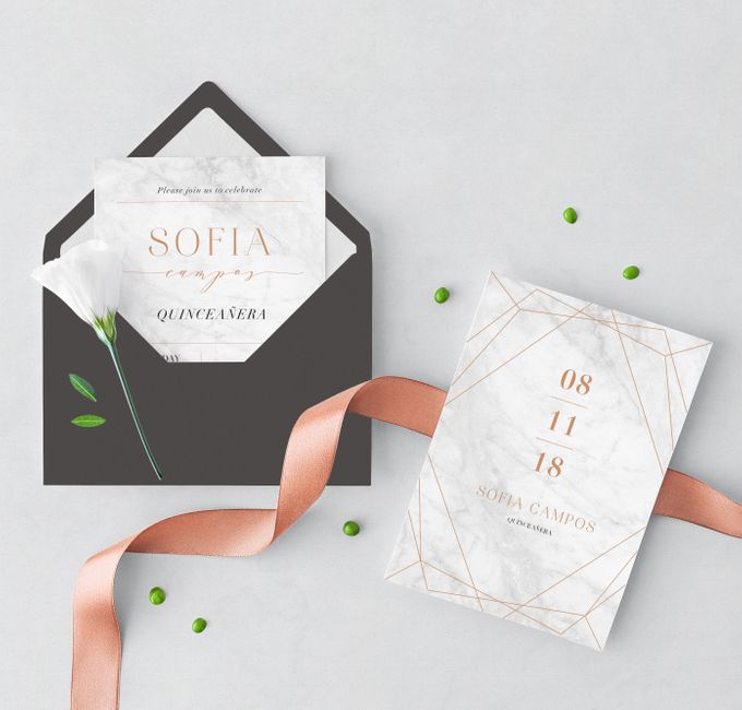 Geometric Gold Marble by Trouvaille Invitation - 004 Geometric Gold Marble by Trouvaille Invitation - 004