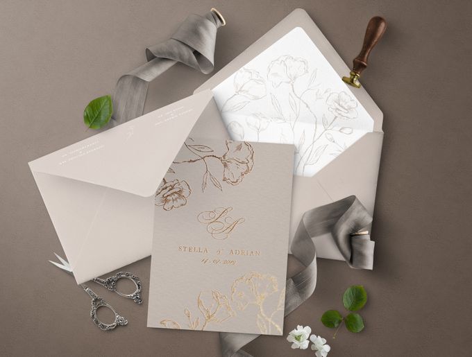 Romantic Beige by Trouvaille Invitation - 002 Romantic Beige by Trouvaille Invitation - 002