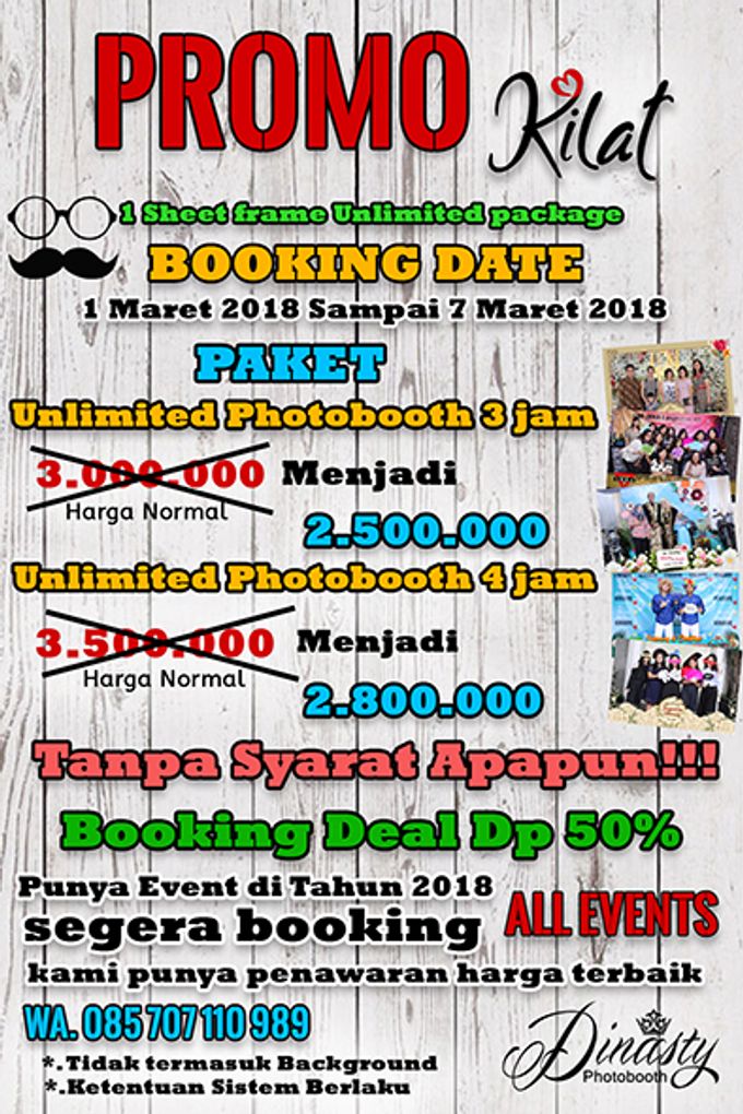 Promo 2018 economic unlimited package by Dinasty Photobooth - 001 Promo 2018 economic unlimited package by Dinasty Photobooth - 001