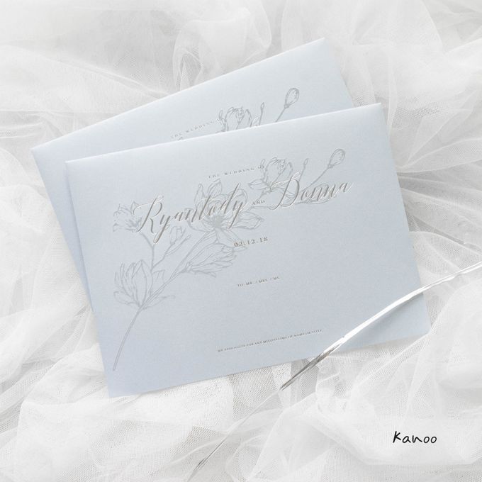 Wedding Invitation - Silvery Dusty Blue by Kanoo Paper & Gift - 001 Wedding Invitation - Silvery Dusty Blue by Kanoo Paper & Gift - 001