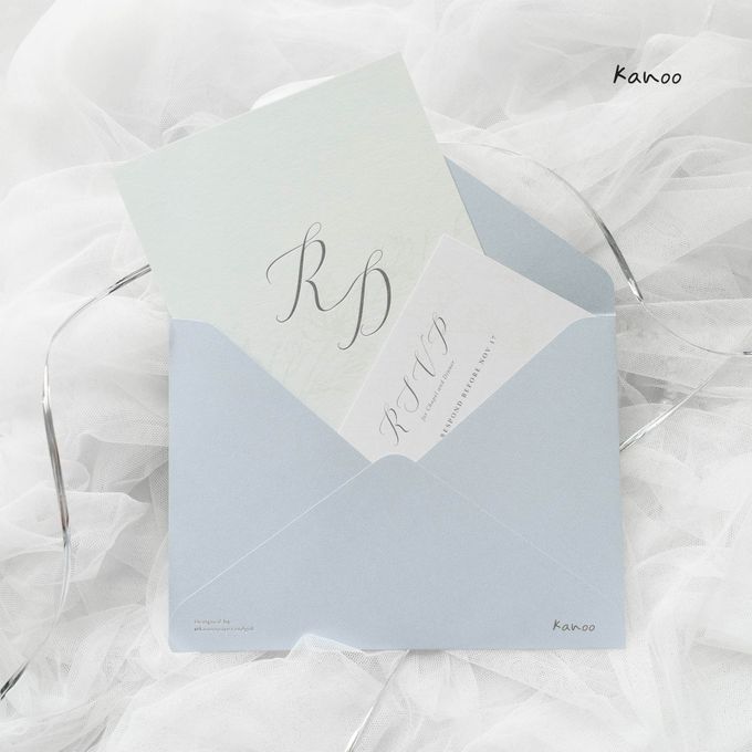 Wedding Invitation - Silvery Dusty Blue by Kanoo Paper & Gift - 004 Wedding Invitation - Silvery Dusty Blue by Kanoo Paper & Gift - 004