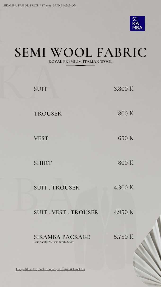Sikamba Tailor Price List 2022 SUIT TUXEDO by Sikamba Textile