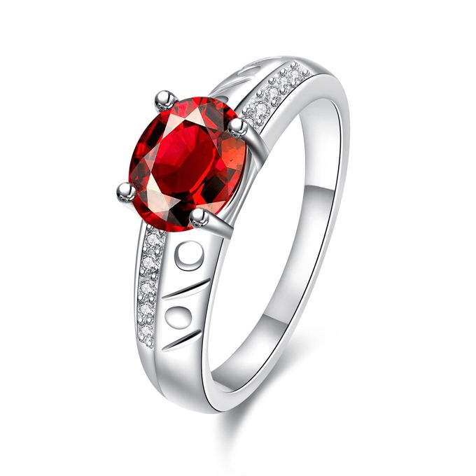 Red Round Ruby Ring TIARIA Bridestory