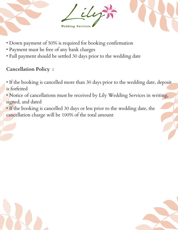 Our Wedding Packages by Lily Wedding Services - 008 Our Wedding Packages by Lily Wedding Services - 008