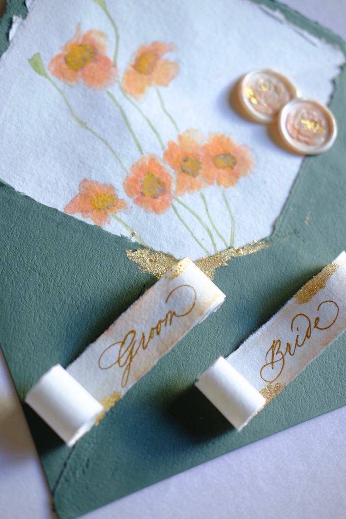Invitation keepsake - sage green and touch orange by Things by Mona Calligraphy & Design - 002 Invitation keepsake - sage green and touch orange by Things by Mona Calligraphy & Design - 002