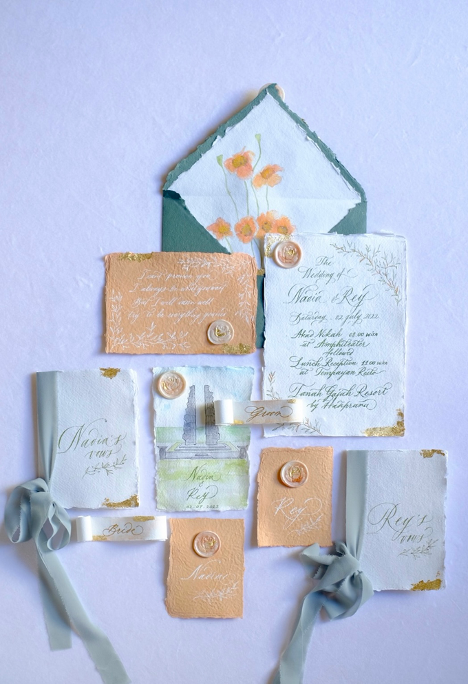 Invitation keepsake - sage green and touch orange  by Things by Mona Calligraphy & Design - 005