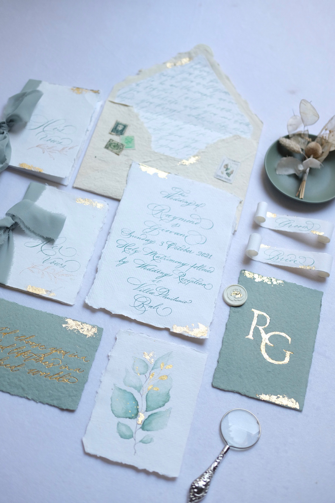 Sage green invitation keepsake by Things by Mona Calligraphy & Design - 002